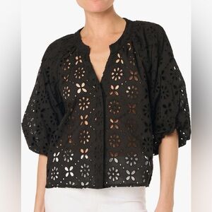 Joe’s “The Broderie” Black Eyelet Balloon-Sleeve Top – Size XS (NWT)